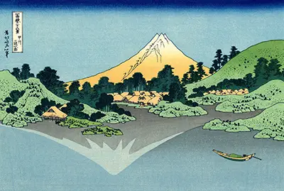 Mount Fuji reflects in Lake Kawaguchi, seen from the Misaka Pass in Kai Province Hokusai